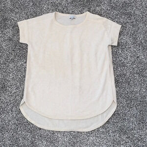 Kinross Cashmere PLEAT BACK CREW in Parchment